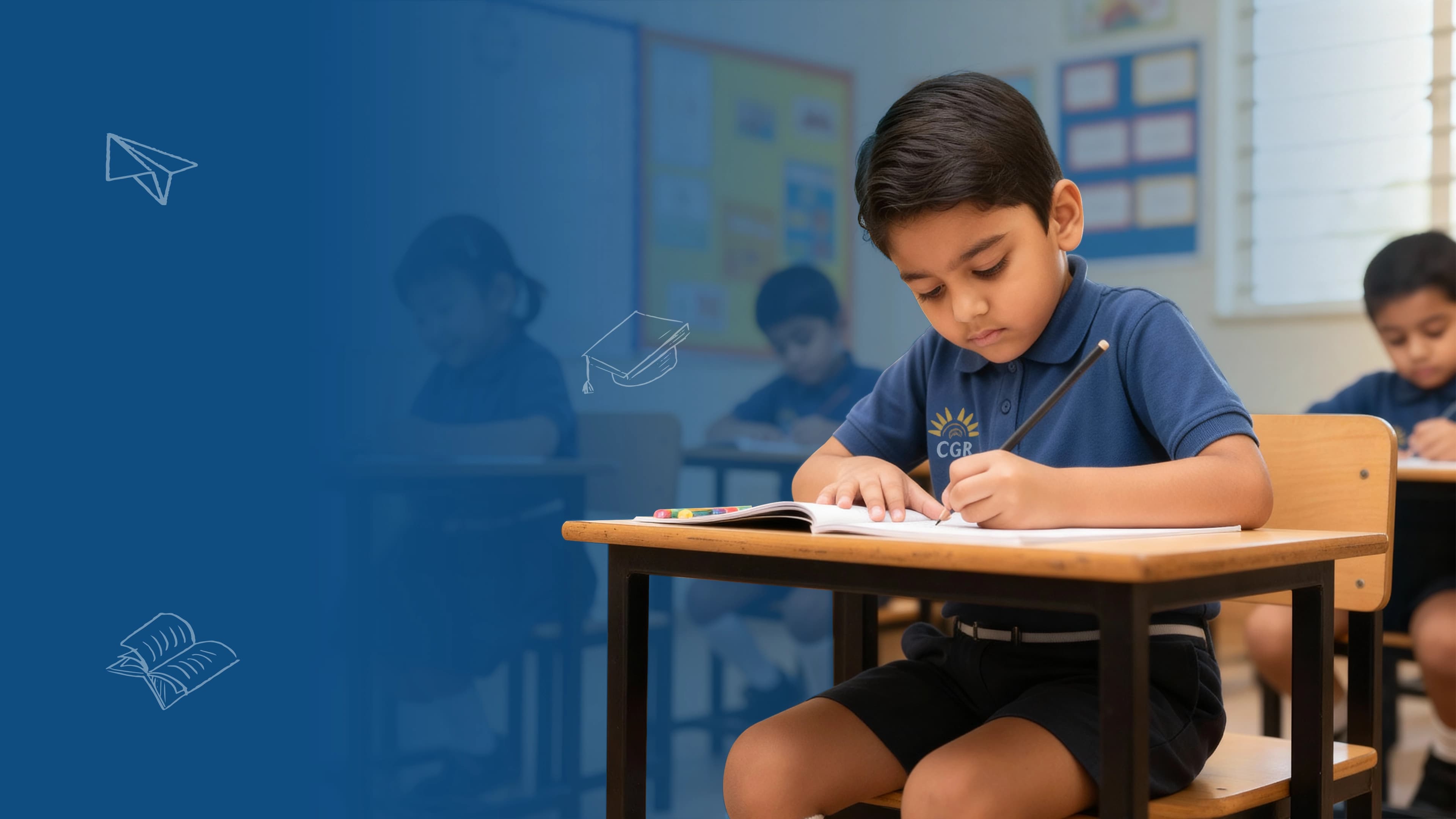 Aerial view of a modern school campus